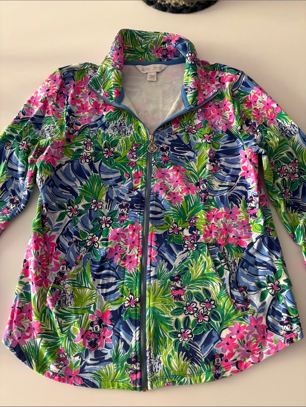 Lilly Pulitzer Disney Minnie Mouse Floral Full Zip Jacket Sweatshirt Sweater